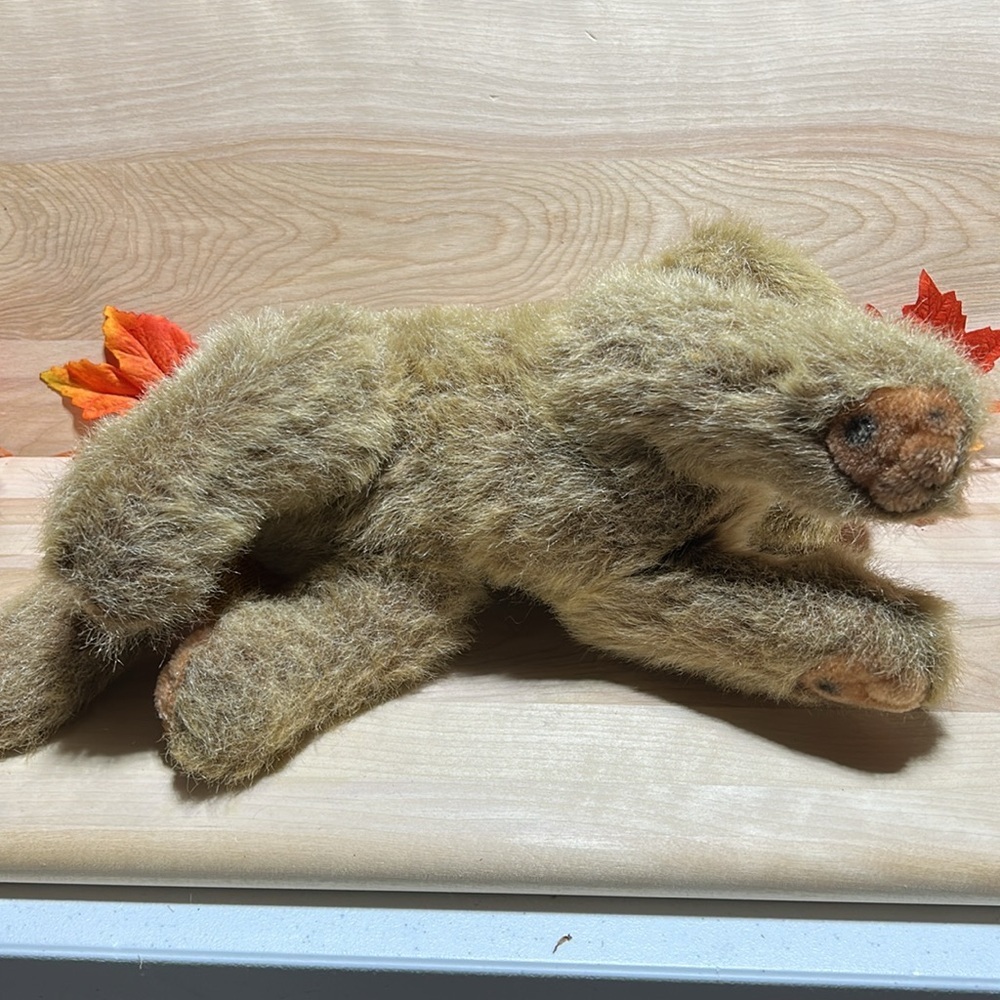 VINTAGE 24K POLAR PUFF DOG BROWN STUFFED ANIMAL PLUSH 14" with red collar 1993 - Picture 4 of 7